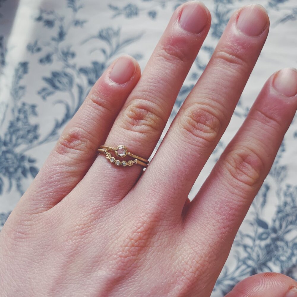 Delicate Gold Stacked Ring Set with Crystal Accents